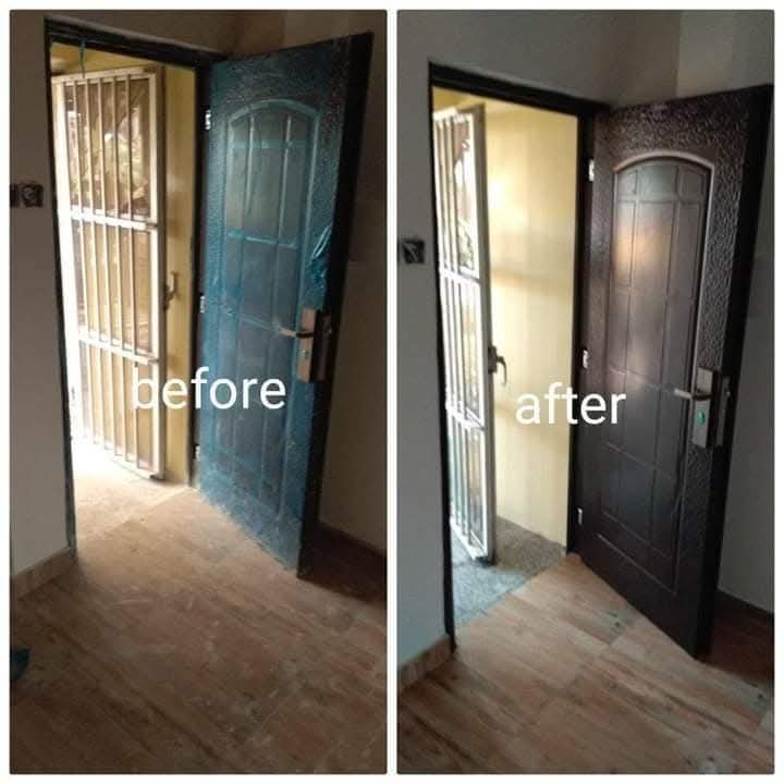 Before and after door installation