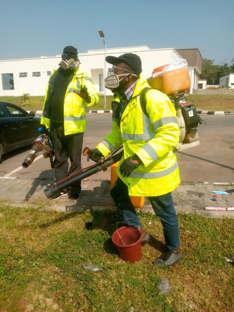 Sonsek team cleaning commercial courtyard